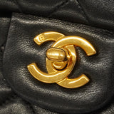 【6ge6088】シャネル ショルダーバッグ マトラッセ Wフラップ Wチェーン ラムスキン ブラック ゴールド金具【中古】レディース
