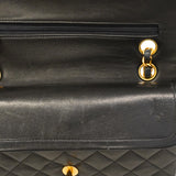 【6ge6088】シャネル ショルダーバッグ マトラッセ Wフラップ Wチェーン ラムスキン ブラック ゴールド金具【中古】レディース