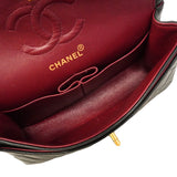 【6ge6089】シャネル ショルダーバッグ マトラッセ Wフラップ Wチェーン ラムスキン ブラック ゴールド金具【中古】レディース