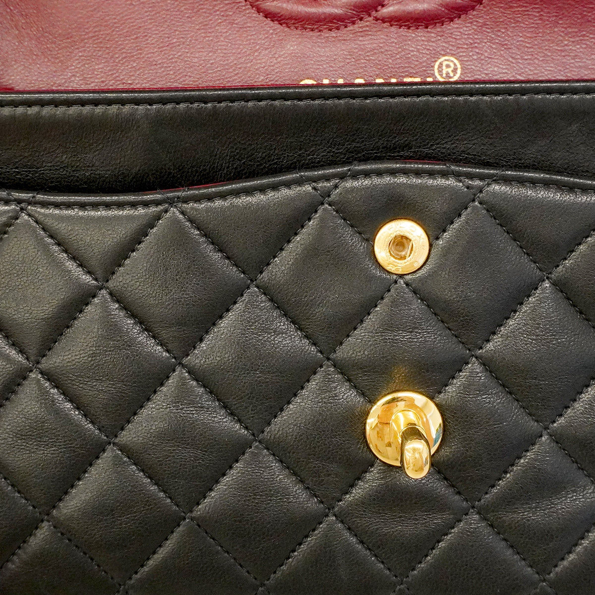 【6ge6089】シャネル ショルダーバッグ マトラッセ Wフラップ Wチェーン ラムスキン ブラック ゴールド金具【中古】レディース