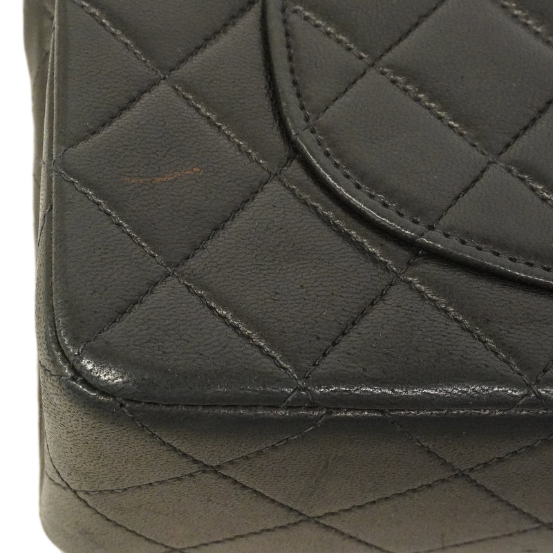 【6ge6089】シャネル ショルダーバッグ マトラッセ Wフラップ Wチェーン ラムスキン ブラック ゴールド金具【中古】レディース