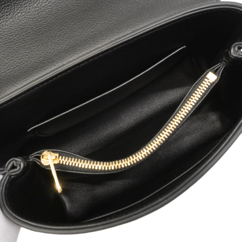 【6ge6090】セリーヌ ハンドバッグ トリオンフ ティーンニノ レザー ブラック ゴールド金具 2wayバッグ【中古】レディース
