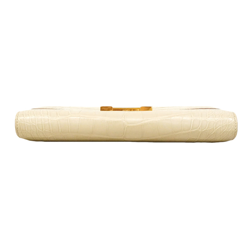 【6ge6134】エルメス ショルダーウォレット コンスタンストゥーゴー アリゲーターマット ベトン ゴールド金具 B刻印【中古】レディース