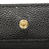 【6ge6138】シャネル ショルダーウォレット マトラッセ チェーンショルダー キャビアスキン ブラック ゴールド金具【中古】レディース