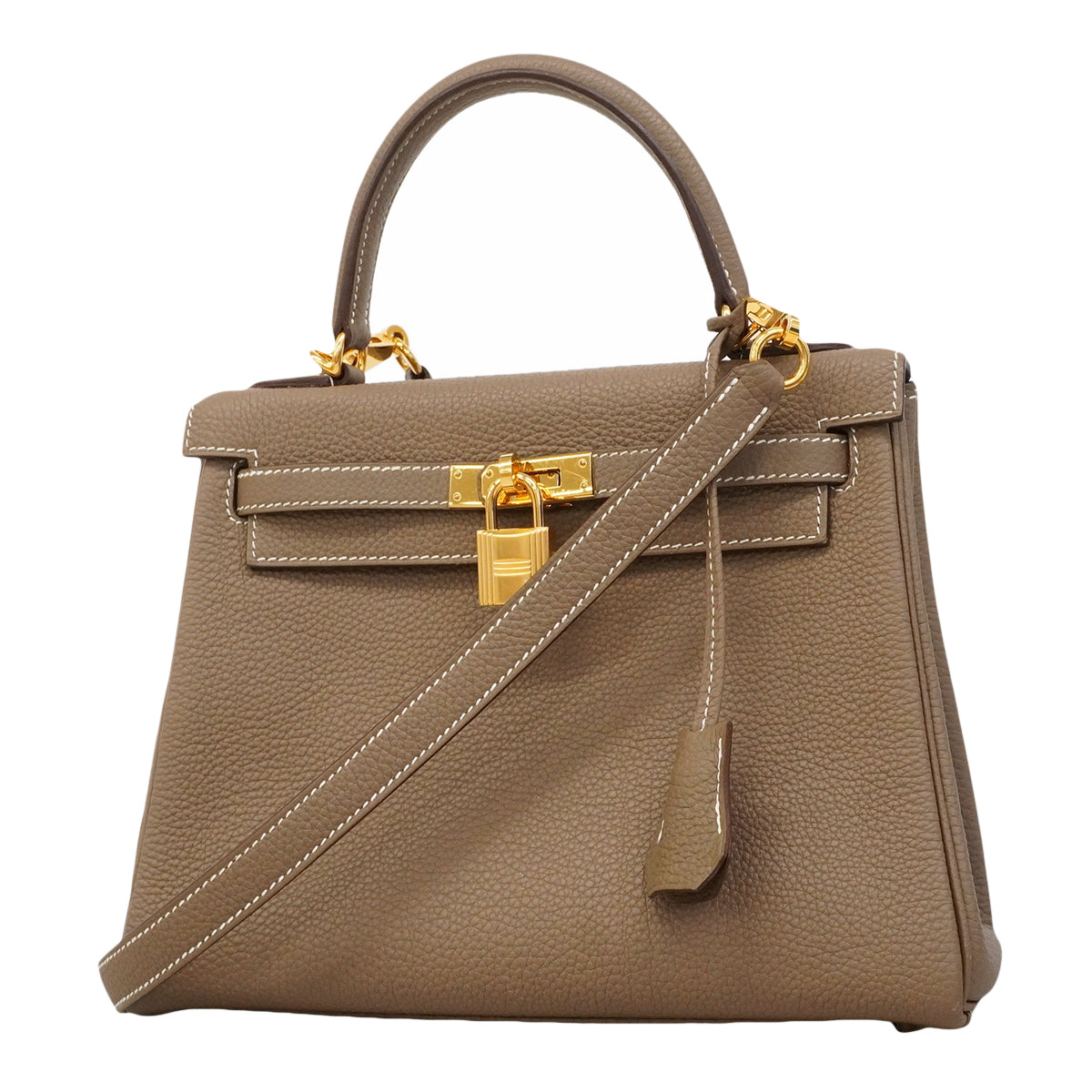 【6ge6139-g】エルメス ハンドバッグ ケリー25 トゴ エトゥープ ゴールド金具 W刻印 2wayバッグ【中古】レディース