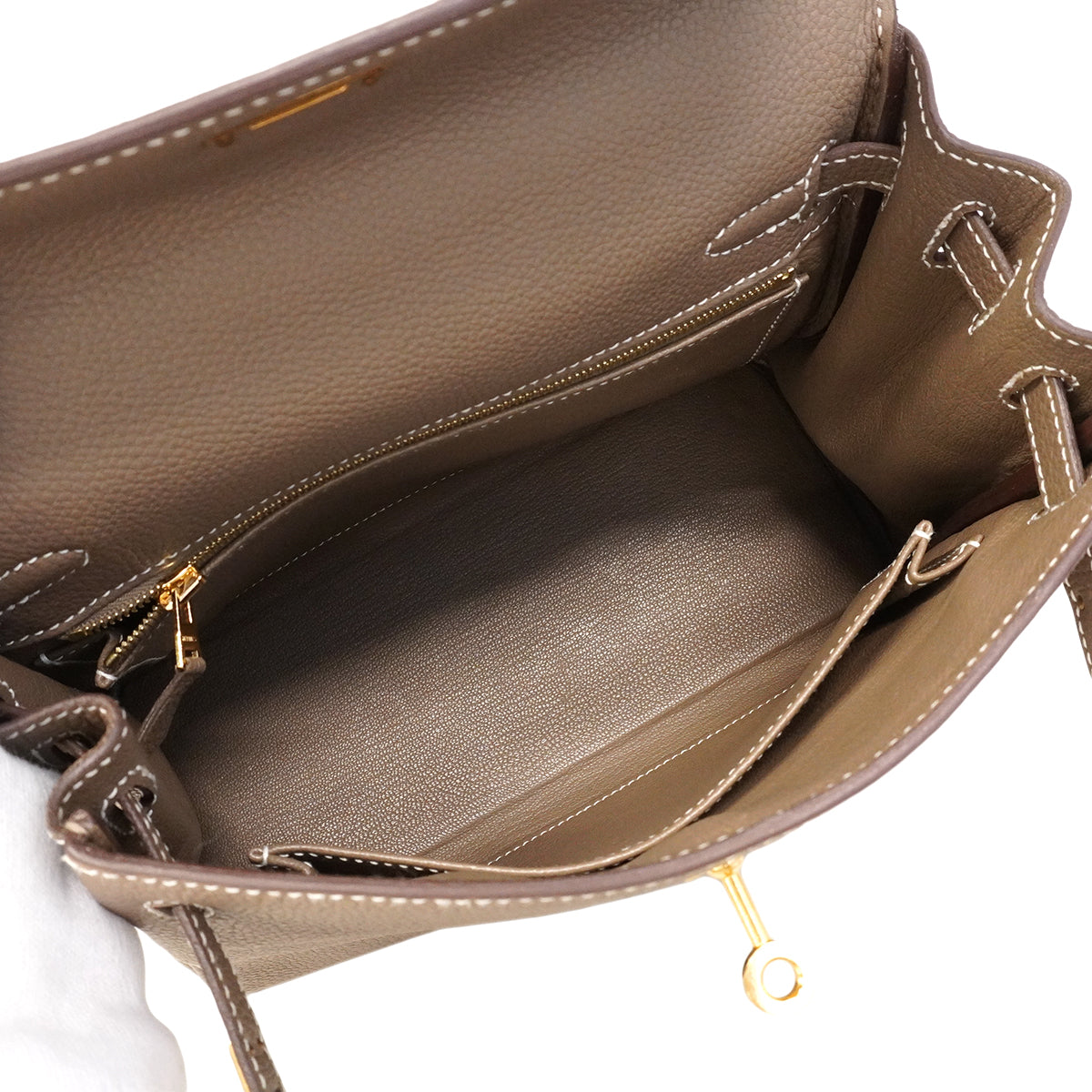 【6ge6139-g】エルメス ハンドバッグ ケリー25 トゴ エトゥープ ゴールド金具 W刻印 2wayバッグ【中古】レディース