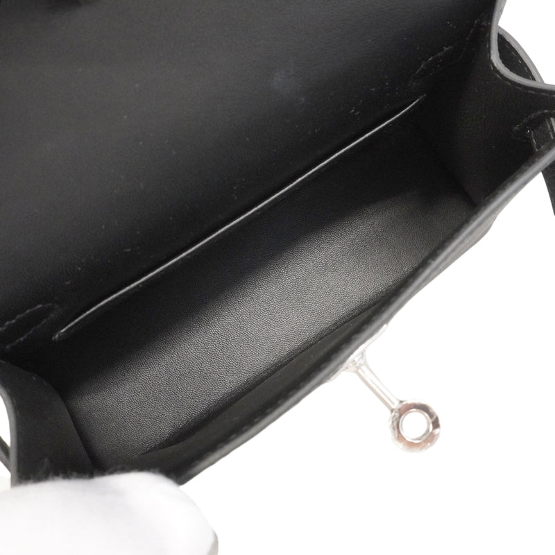 【6ge6140-g】エルメス ハンドバッグ ミニケリー2 ヴォーエプソン ブラック シルバー金具 G刻印 2wayバッグ【中古】レディース