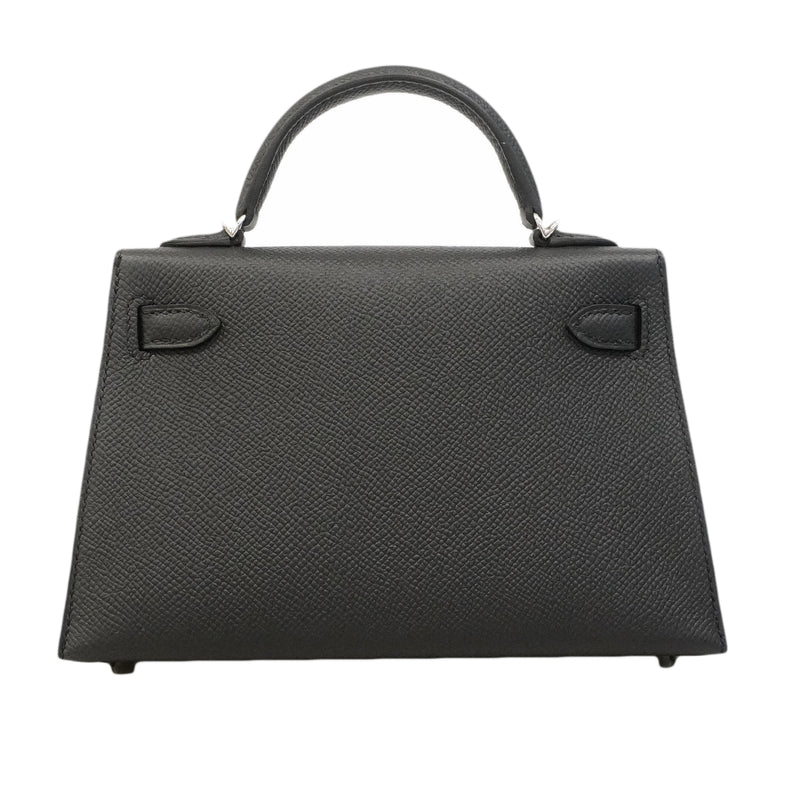 【6ge6140-g】エルメス ハンドバッグ ミニケリー2 ヴォーエプソン ブラック シルバー金具 G刻印 2wayバッグ【中古】レディース