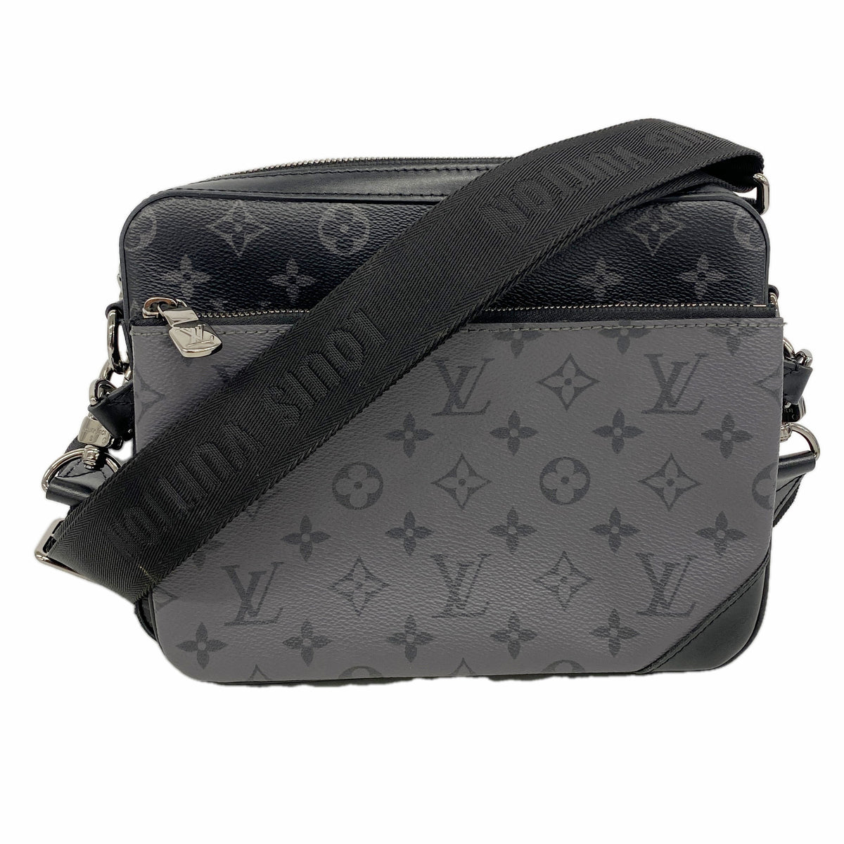【6ge6169】ルイヴィトン ショルダーバッグ モノグラム・エクリプス リバース トリオメッセンジャー M69443 ブラック グレー【中古】メンズ
