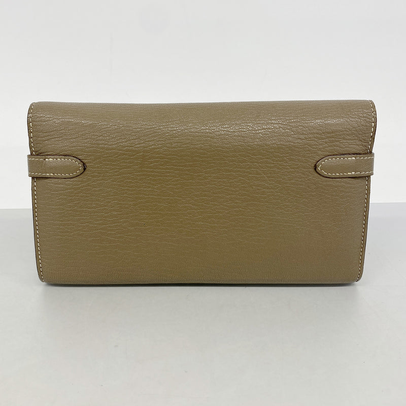 【6ge6174】エルメス 長財布 ケリーウォレット シェブルミゾル エトゥープ シルバー金具 X刻印【中古】メンズ レディース ユニセックス