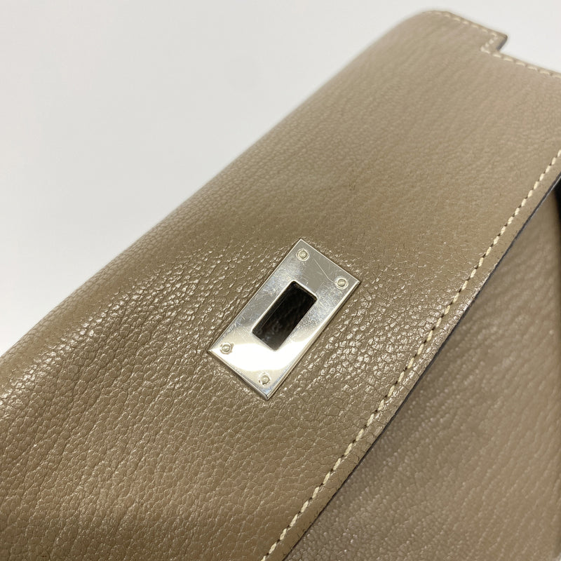 【6ge6174】エルメス 長財布 ケリーウォレット シェブルミゾル エトゥープ シルバー金具 X刻印【中古】メンズ レディース ユニセックス