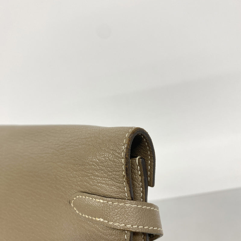 【6ge6174】エルメス 長財布 ケリーウォレット シェブルミゾル エトゥープ シルバー金具 X刻印【中古】メンズ レディース ユニセックス