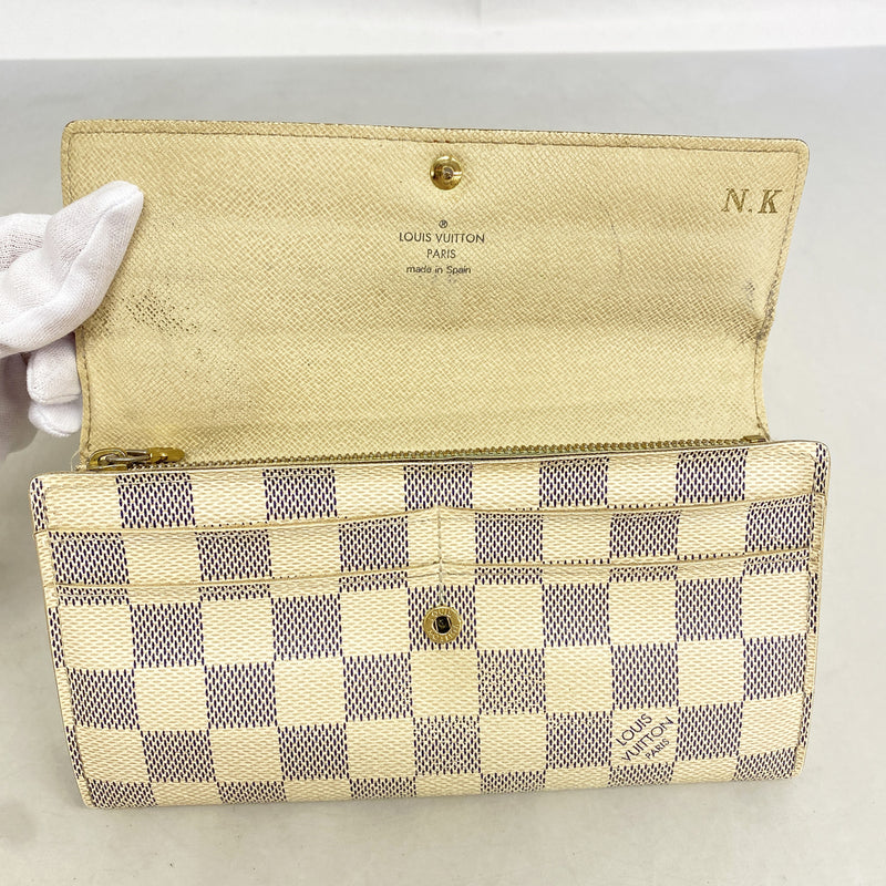 【6ge6186】ルイヴィトン 長財布 ダミエ・アズール ポルトフォイユ サラ N61735 ホワイト【中古】レディース