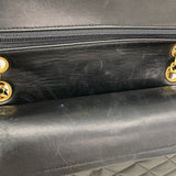 【6ge6194】シャネル ショルダーバッグ マトラッセ Wフラップ Wチェーン ラムスキン ブラック ゴールド金具【中古】レディース