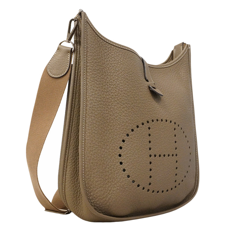 【6ge6227】エルメス ショルダーバッグ エヴリン3PM トリヨンクレマンス エトゥープ シルバー金具 □L刻印【中古】レディース