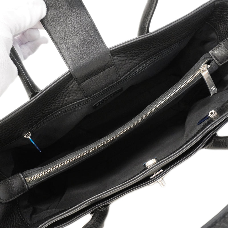 【6ge6228】シャネル トートバッグ エグゼクティブ レザー ブラック シルバー金具 2wayバッグ【中古】レディース