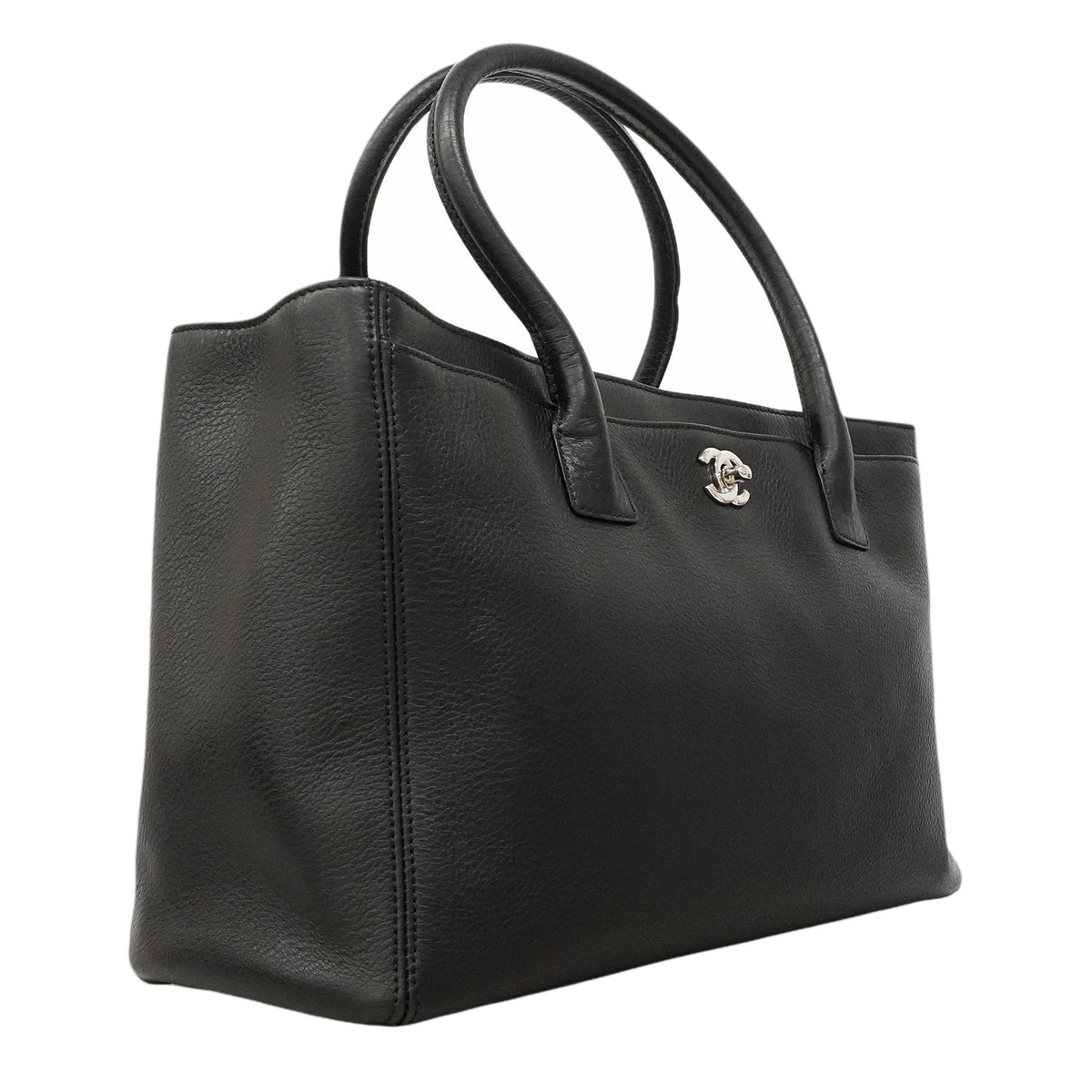 【6ge6228】シャネル トートバッグ エグゼクティブ レザー ブラック シルバー金具 2wayバッグ【中古】レディース