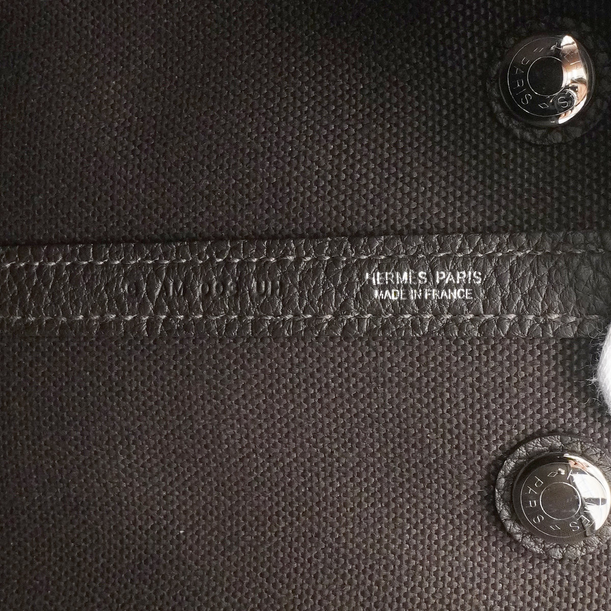 【6ge6251-h】エルメス トートバッグ ガーデンパーティTPM トワルミリタリー ベブラン シルバー金具 G刻印【中古】レディース