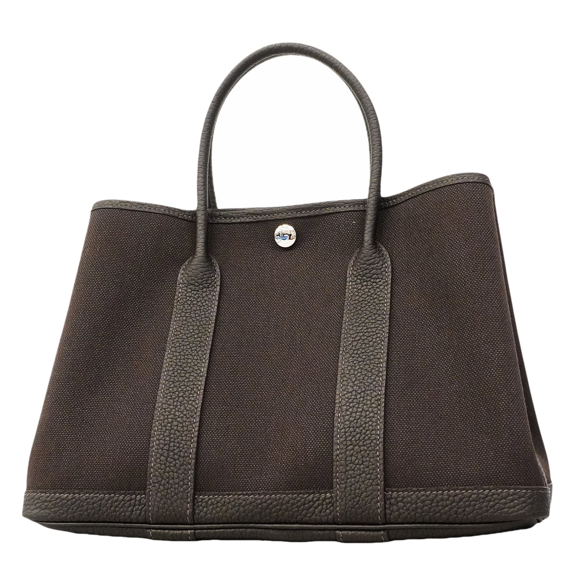 【6ge6251-h】エルメス トートバッグ ガーデンパーティTPM トワルミリタリー ベブラン シルバー金具 G刻印【中古】レディース