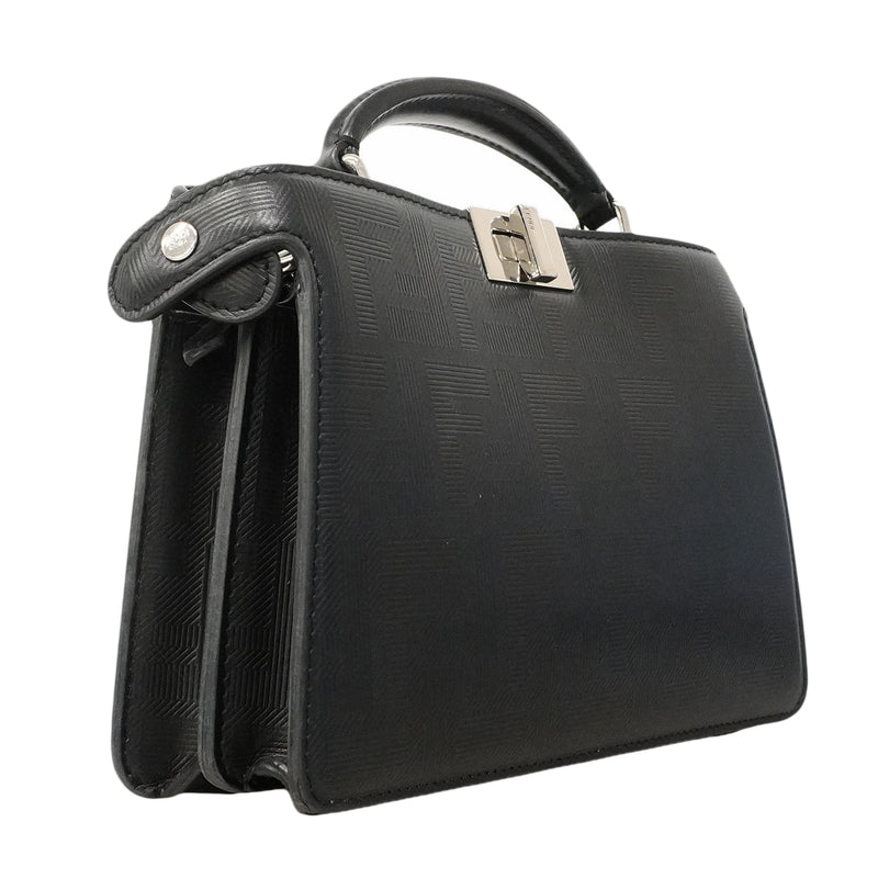 【6ge6252-e】フェンディ ハンドバッグ アイシーユーエックスクロス レザー ブラック シルバー金具 2wayバッグ【中古】メンズ