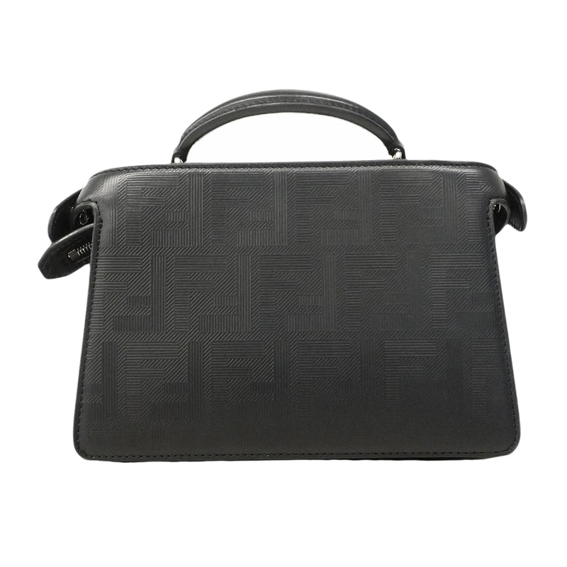 【6ge6252-e】フェンディ ハンドバッグ アイシーユーエックスクロス レザー ブラック シルバー金具 2wayバッグ【中古】メンズ
