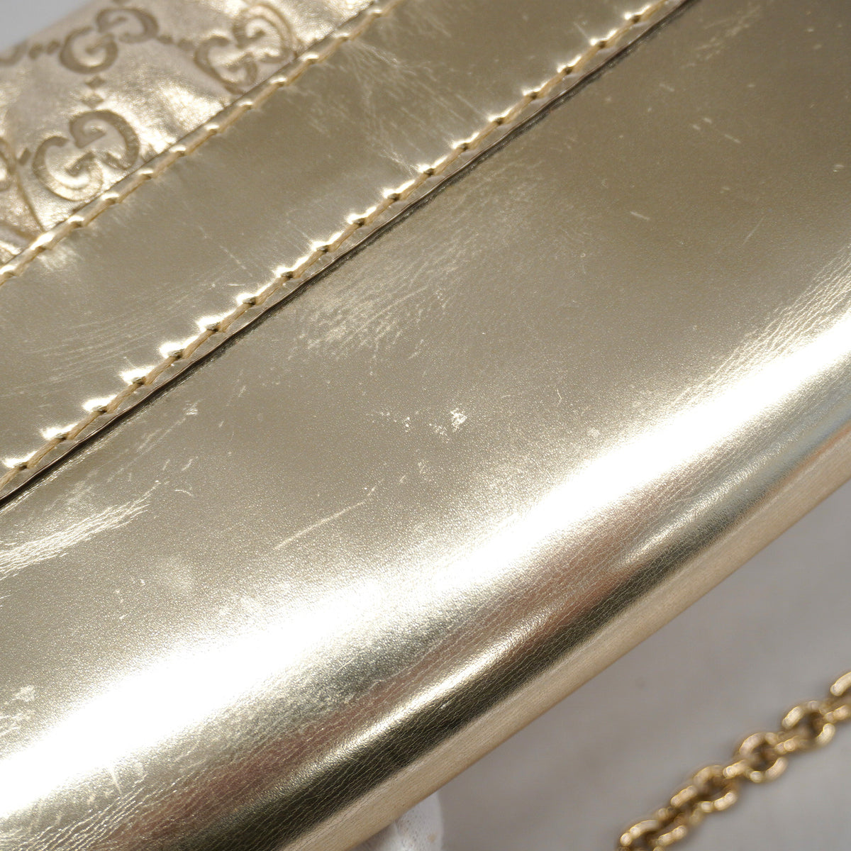 【6ge6256-k】グッチ ハンドバッグ グッチシマ 189886 レザー ゴールド ゴールド金具【中古】レディース