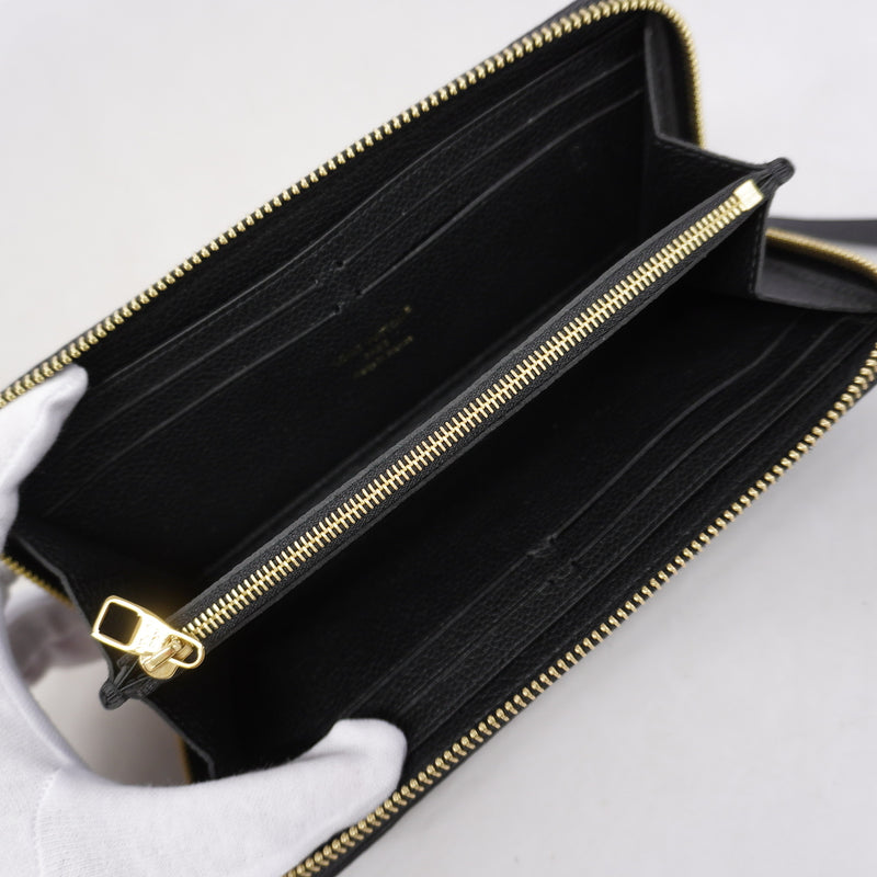 【6ge6262-k】ルイヴィトン 長財布 モノグラム・アンプラント ポルトフォイユクレマンス M60171 ノワール【中古】レディース