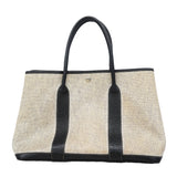 【6ge6263-h】エルメス トートバッグ ガーデンパーティPM トワルアッシュ ブラック シルバー金具 □F刻印【中古】レディース