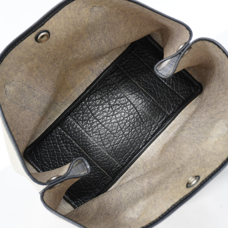 【6ge6263-h】エルメス トートバッグ ガーデンパーティPM トワルアッシュ ブラック シルバー金具 □F刻印【中古】レディース