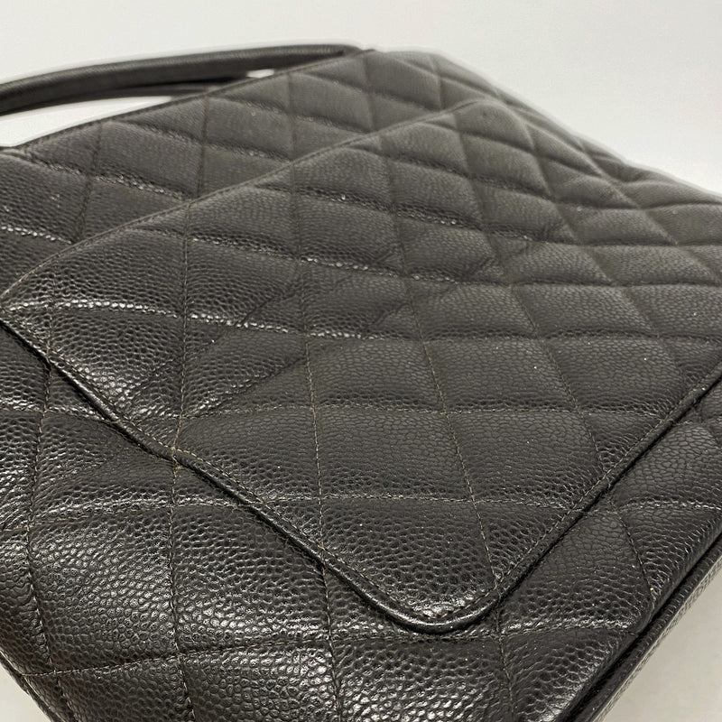 【6ge6265-h】シャネル トートバッグ 復刻トート キャビアスキン ブラック ゴールド金具【中古】レディース