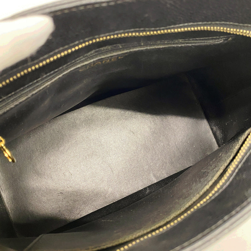 【6ge6265-h】シャネル トートバッグ 復刻トート キャビアスキン ブラック ゴールド金具【中古】レディース