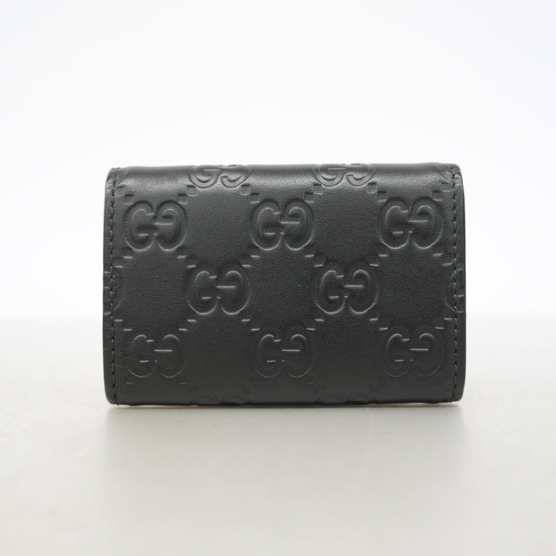 【6ge6268-k】グッチ キーケース グッチシマ 138093 レザー ブラック シルバー金具【中古】メンズ レディース ユニセックス