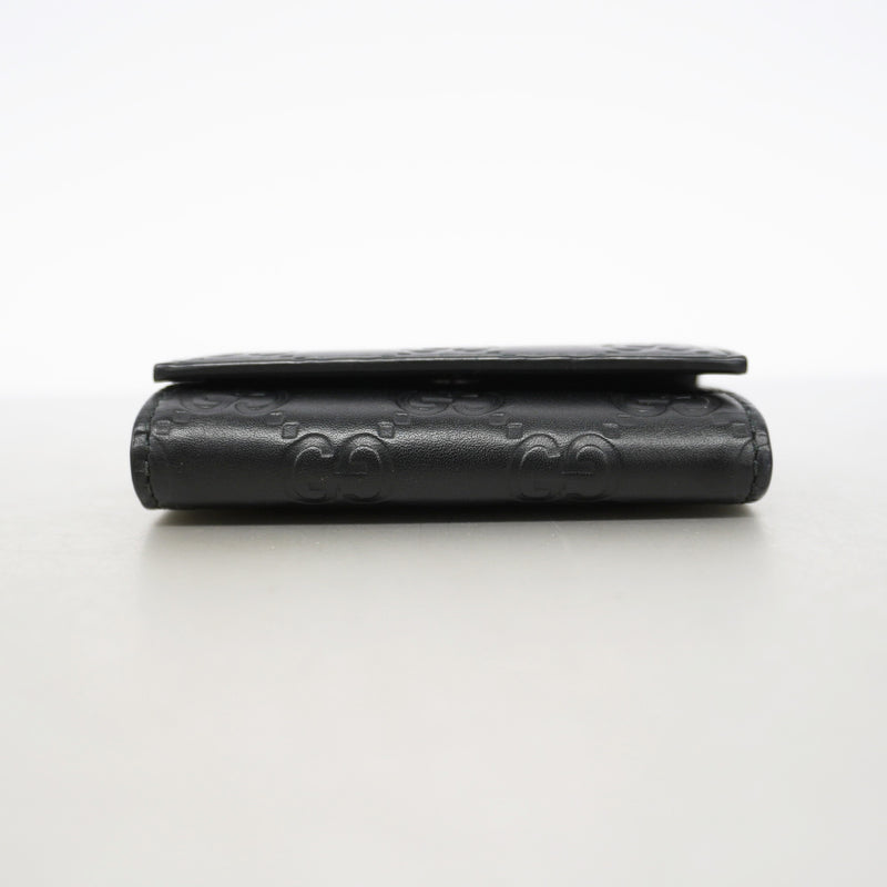 【6ge6268-k】グッチ キーケース グッチシマ 138093 レザー ブラック シルバー金具【中古】メンズ レディース ユニセックス