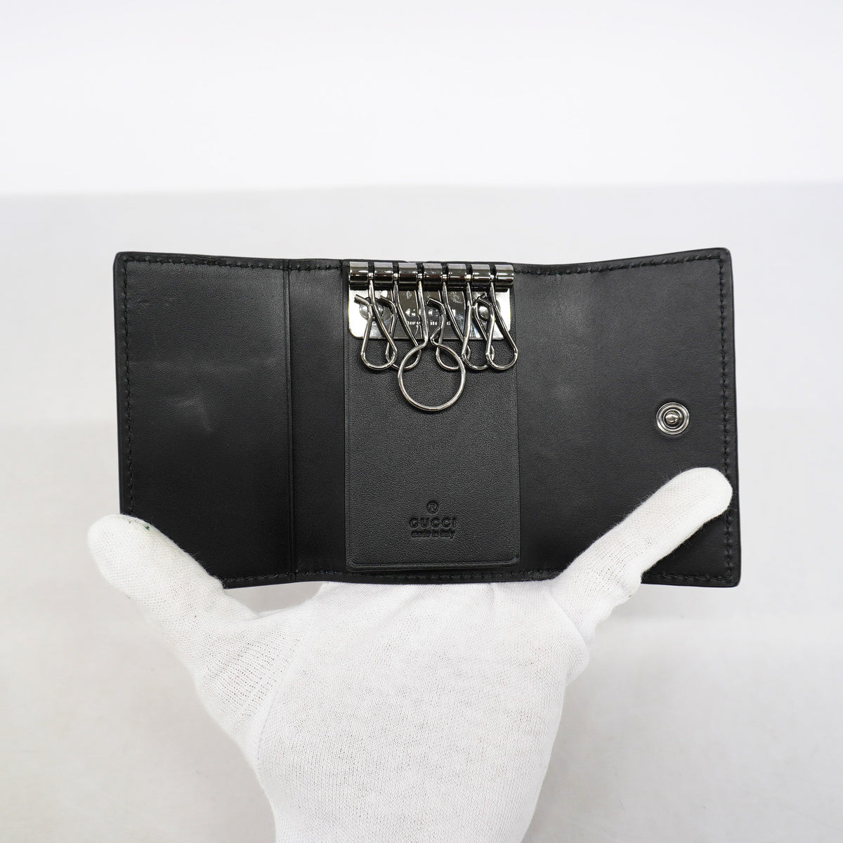 【6ge6268-k】グッチ キーケース グッチシマ 138093 レザー ブラック シルバー金具【中古】メンズ レディース ユニセックス