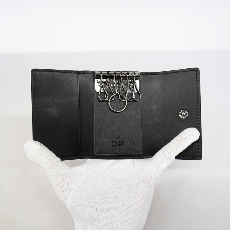 【6ge6268-k】グッチ キーケース グッチシマ 138093 レザー ブラック シルバー金具【中古】メンズ レディース ユニセックス