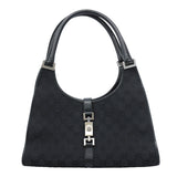 【6ge6269-k】グッチ ハンドバッグ GGキャンバス/ジャッキー 01719 キャンバス ブラック シルバー金具【中古】レディース