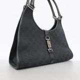 【6ge6269-k】グッチ ハンドバッグ GGキャンバス/ジャッキー 01719 キャンバス ブラック シルバー金具【中古】レディース