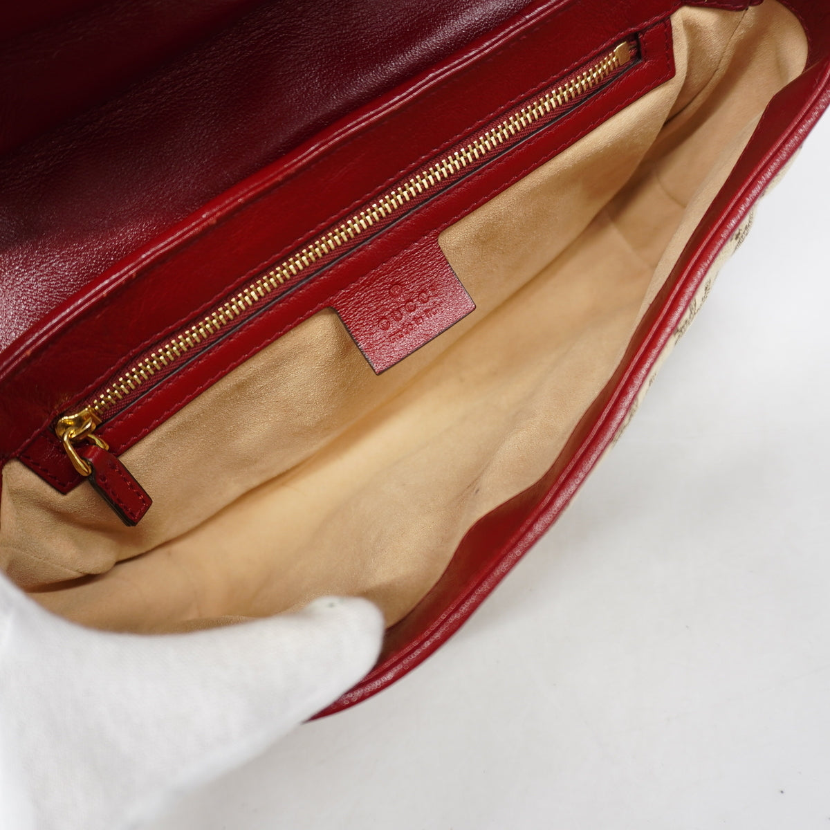 【6ge6270-k】グッチ ショルダーバッグ GGキャンバス GGマーモント 443497 キャンバス ベージュ レッド ゴールド金具【中古】レディース