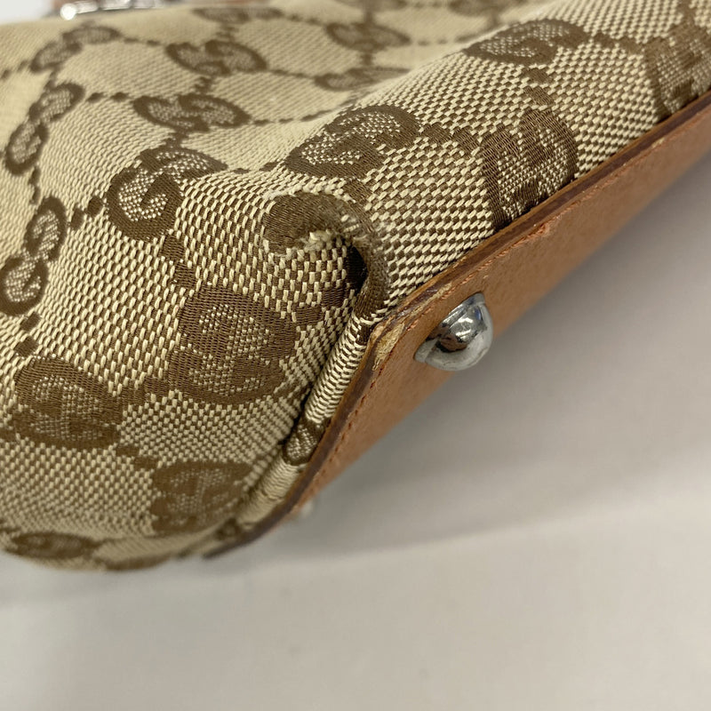 【6ge6271-k】グッチ ハンドバッグ GGキャンバス 120844 キャンバス ベージュ シルバー金具【中古】レディース