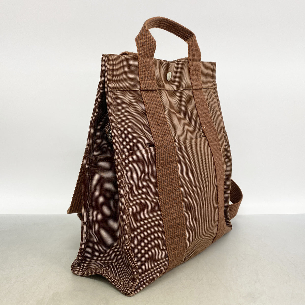 【6ge6277-k】エルメス リュック・デイパック エールラインアドPM ナイロン ブラウン シルバー金具【中古】メンズ レディース ユニセックス