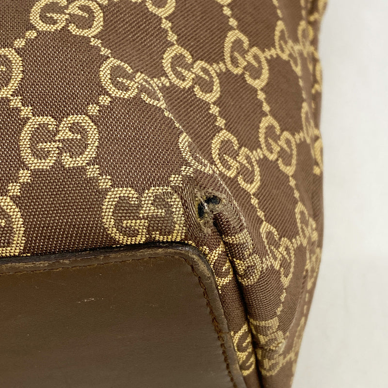 【6ge6281-k】グッチ トートバッグ 002 1099 ナイロン ブラウン ゴールド金具【中古】レディース