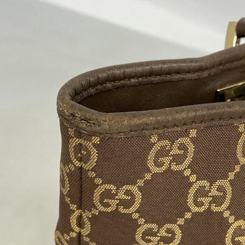 【6ge6281-k】グッチ トートバッグ 002 1099 ナイロン ブラウン ゴールド金具【中古】レディース
