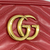 【6ge6287-k】グッチ ショルダーバッグ GGマーモント 447632 レザー レッド ゴールド金具【中古】レディース