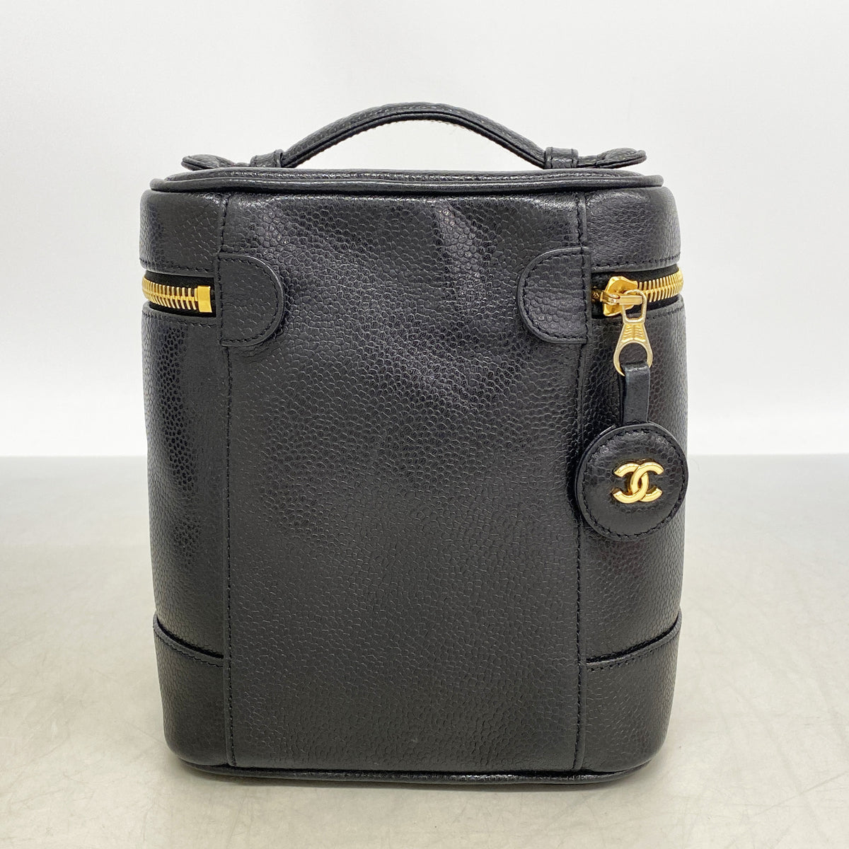 【6ge6289-k】シャネル バニティバッグ キャビアスキン ブラック ゴールド金具【中古】レディース