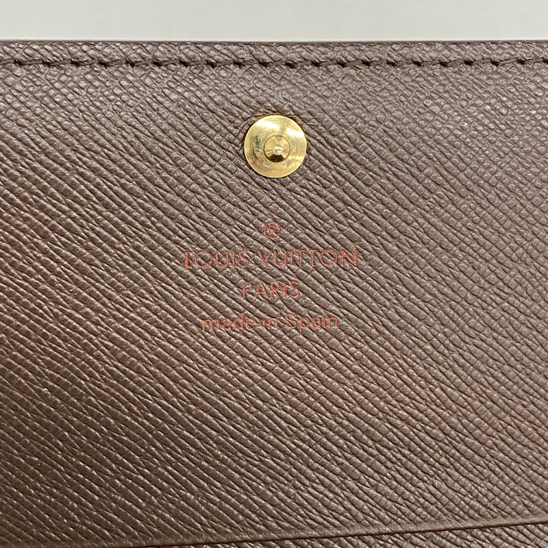 【6ge6292-k】ルイヴィトン 財布 ダミエ ポルトフォイユトレゾール N61736 エベヌ【中古】レディース