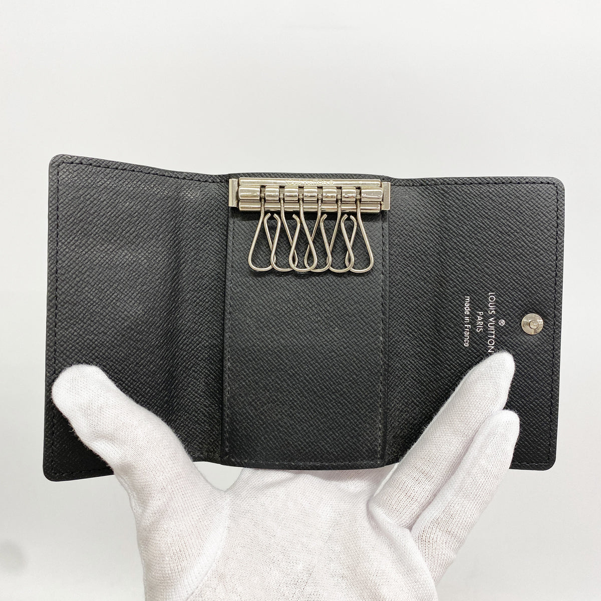 【6ge6294-k】ルイヴィトン キーケース ダミエ・グラフィット ミュルティクレ6 N62662 ブラック【中古】メンズ