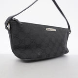 【6ge6310-k】グッチ ハンドバッグ GGキャンバス 07198 キャンバス ブラック シルバー金具【中古】レディース