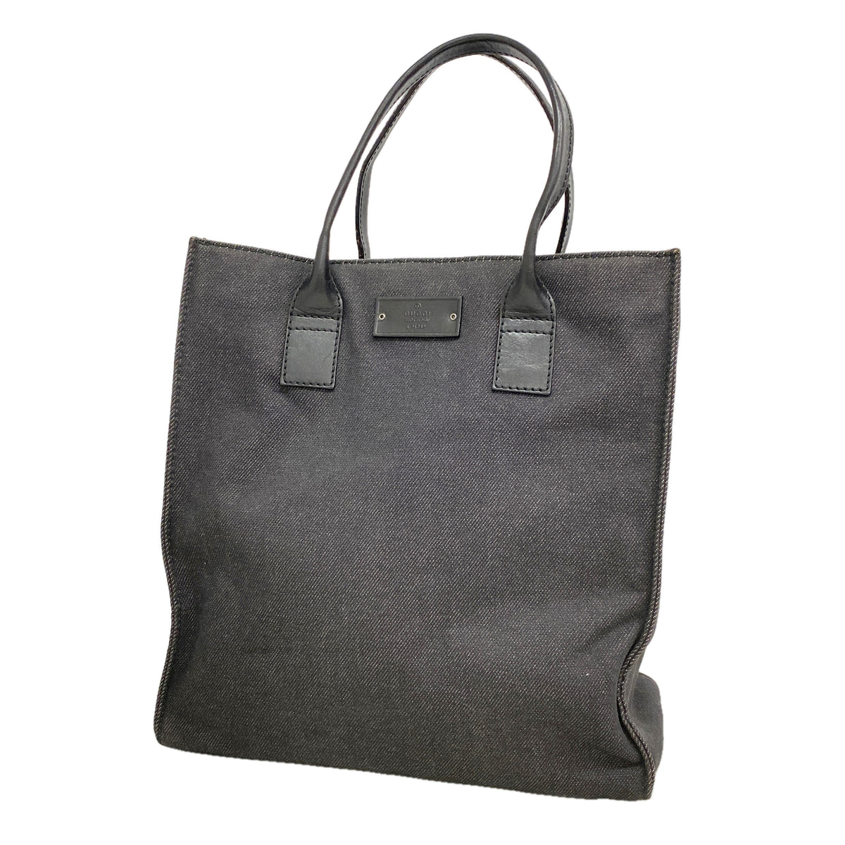 【6ge6319-k】グッチ トートバッグ 91249 デニム ブラック シルバー金具【中古】レディース