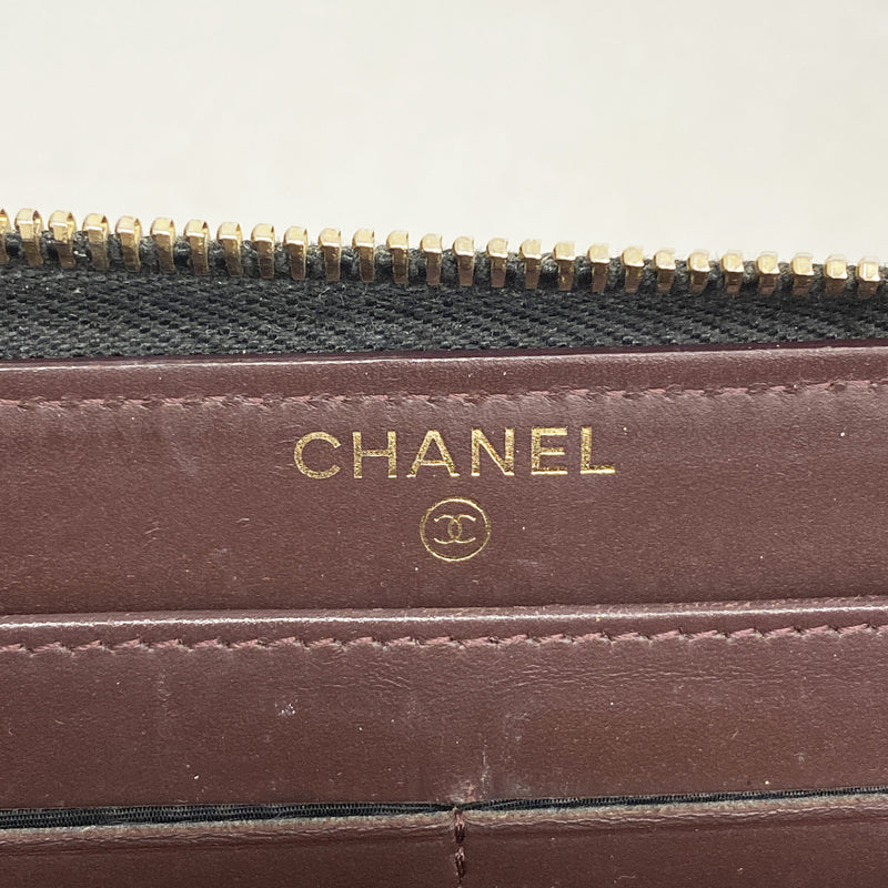 【6ge6320-k】シャネル 長財布 マトラッセ キャビアスキン ブラック ゴールド金具【中古】レディース