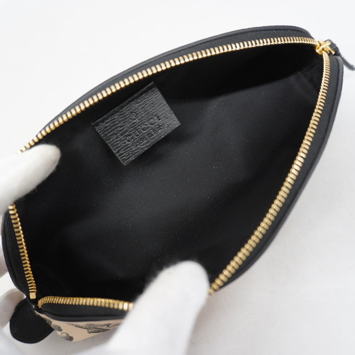 【6ge6340-k】グッチ ペンケース フラワープリント 662130 PVC アイボリー ゴールド金具【中古】レディース